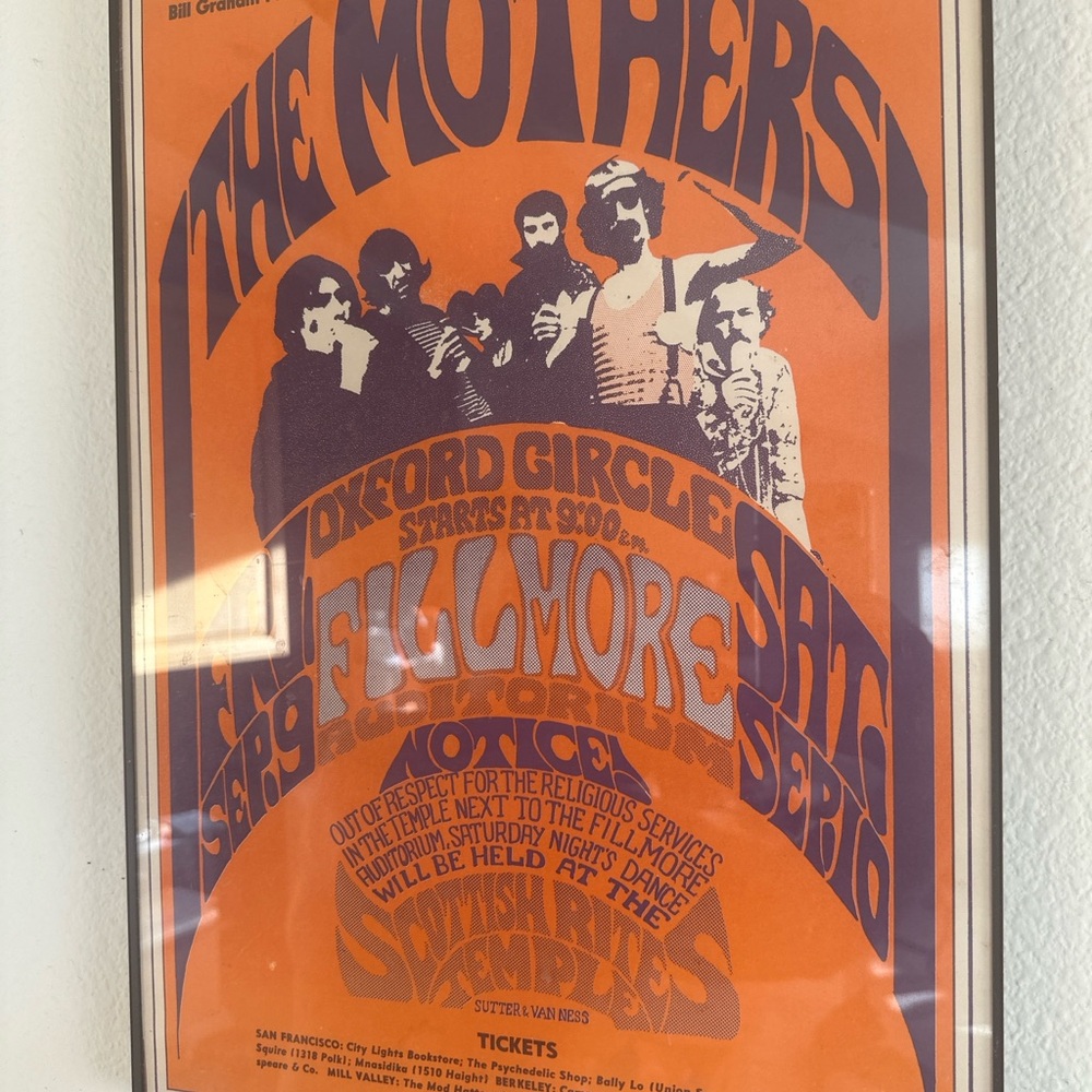 Vintage Frank Zappa with the Mothers famous Orange Concert Poster